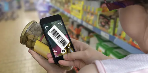 Barcode Readers and Food Traceability showing a phone scanning a barcode on a food package